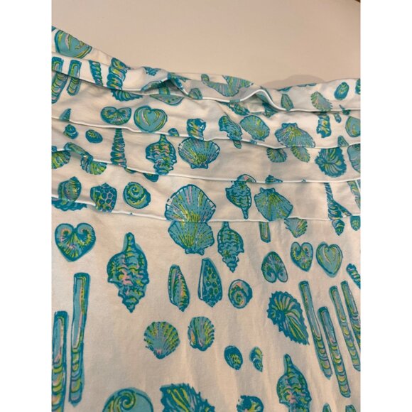 Lilly Pulitzer Strapless Seashell Print White & Turquoise Summer Dress M - Picture 3 of 6